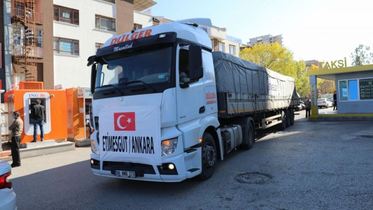 Ankara Etimesgut Belediyesi'nden deprem bölgesine 1 tır gıda malzemesi...