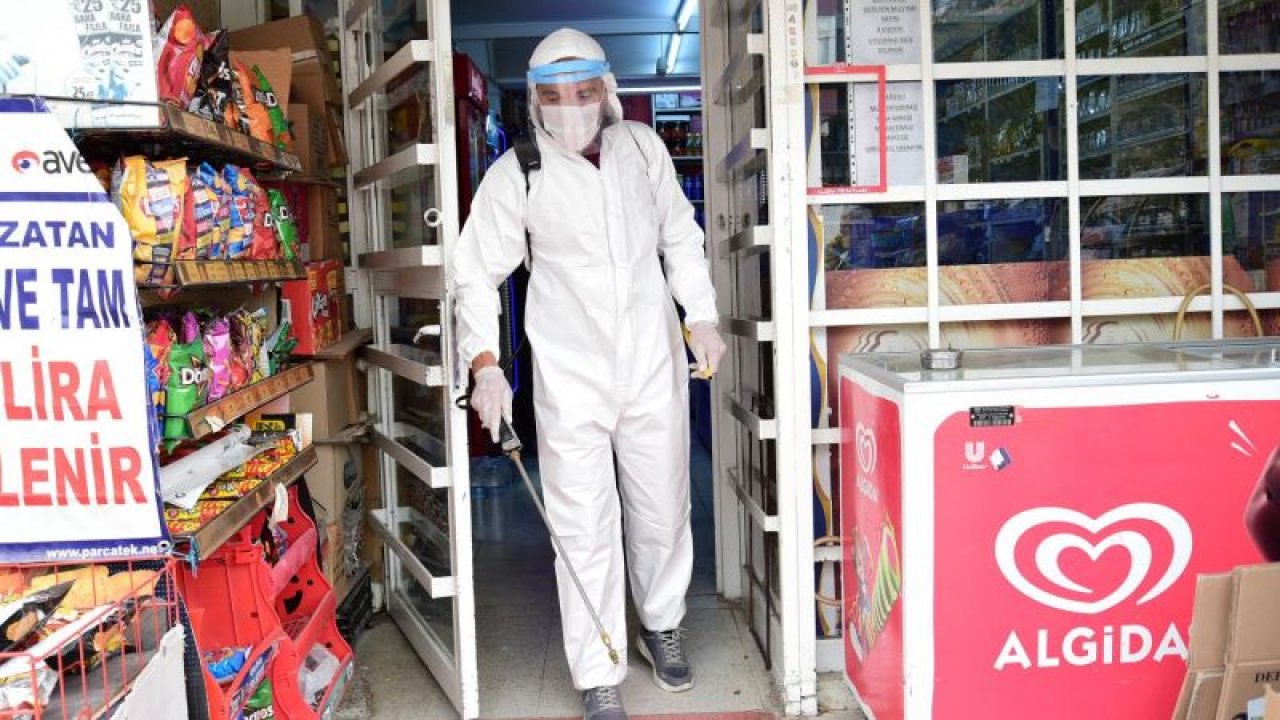 Ankara Mamak’ta İşyerlerini dezenfekte işlemi devam ediyor