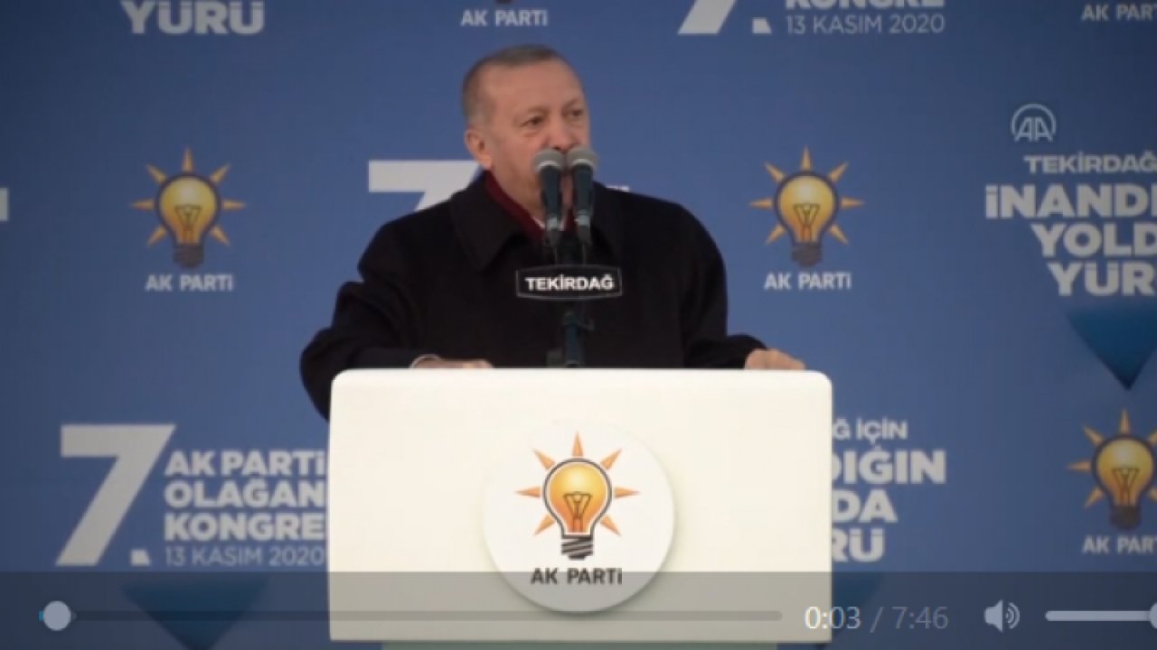 Cumhurbaşkanı Erdoğan, AK Parti Tekirdağ 7. Olağan İl Kongresi'de konuştu!