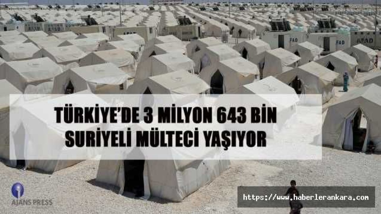 Türkiye'de 3 Milyon 643 Bin Suriyeli Mülteci Yaşıyor