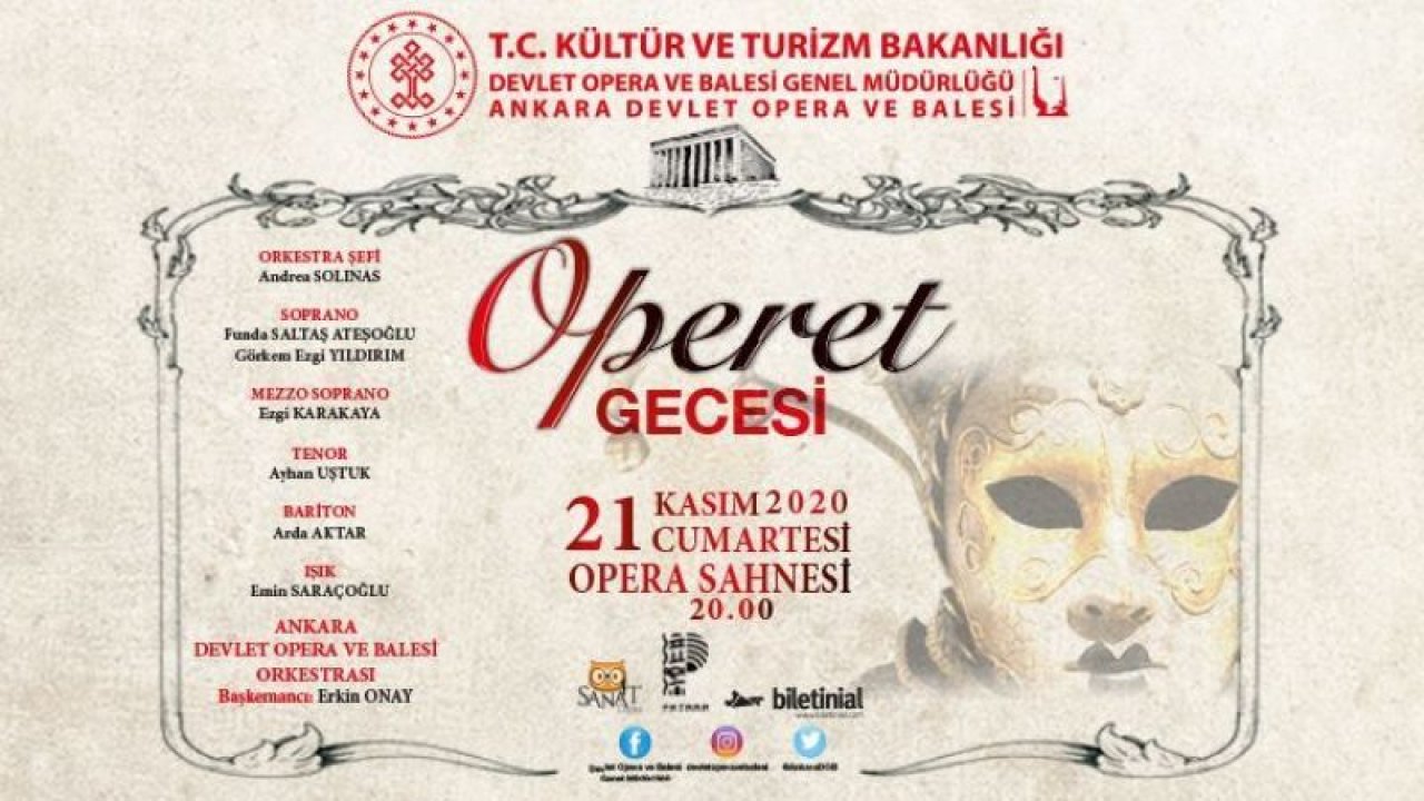 Ankara Devlet Opera ve Balesi "Operet Gecesi"ni sanatseverlerle buluşturacak