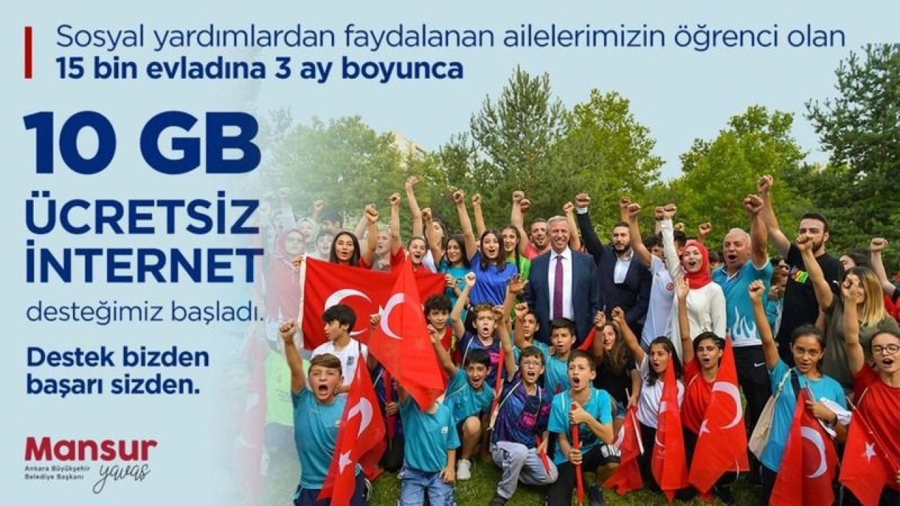 Ankara Büyükşehir Belediyesi'nden sosyal yardım alan ailelerin çocukları için ücretsiz internet