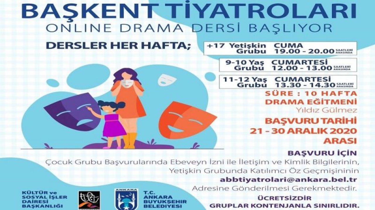 Ankara Büyükşehir’den yeni yılda online drama dersi