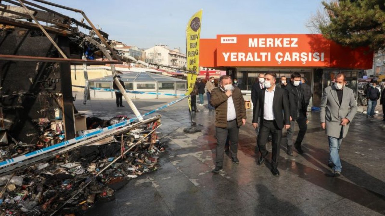 Ankara Sincan Belediye Başkanı Ercan dükkanları yanan esnafı ziyaret etti