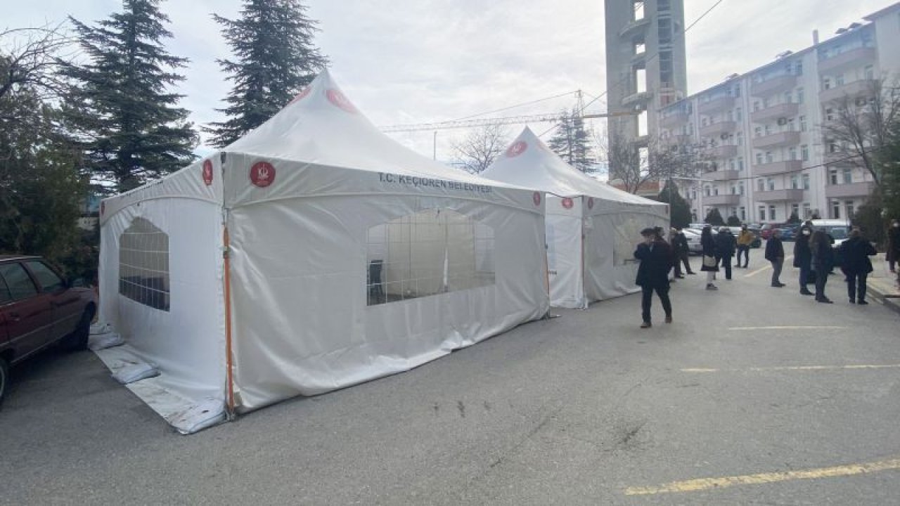 Ankara Keçiören belediyesinden hastanelere ısıtıcılı bekleme çadırı