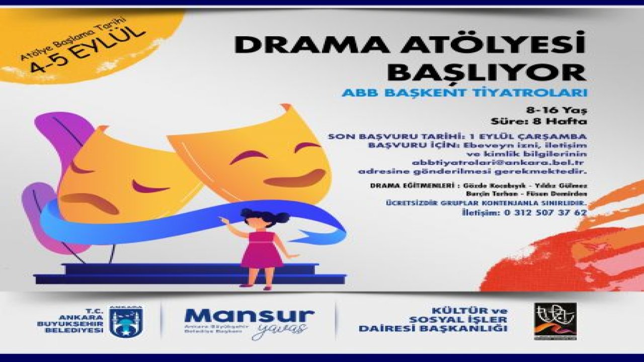 Ankara Sanatla Anılacak: Büyükşehir’den Çocuklara Ücretsiz Drama Eğitimi