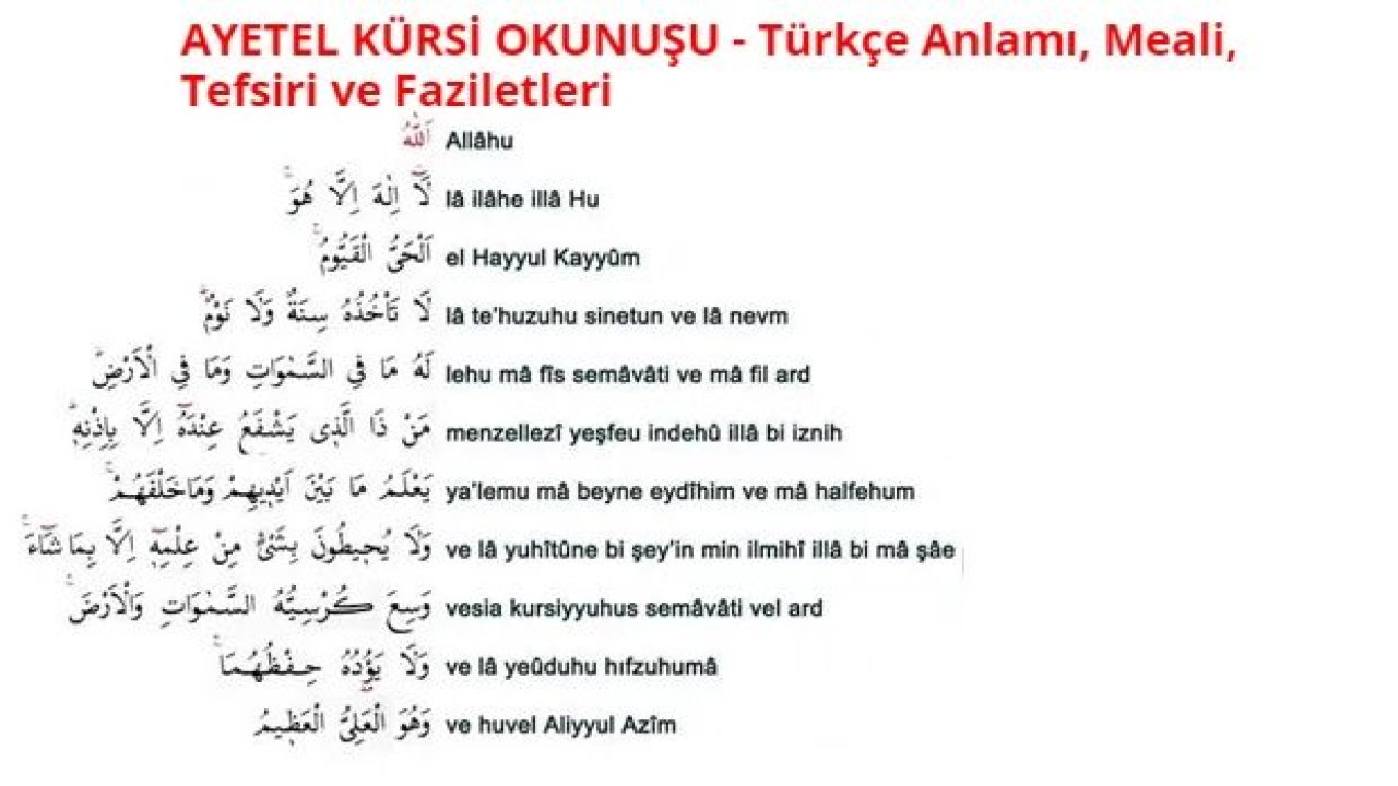 Ayetel Kürsi Nasıl Okunur, Anlamı Nedir? Ayetel Kürsi kaç kez okunmalı? Bilinmeyen Faziletleri Belli Oldu. Her gün Okursanız…