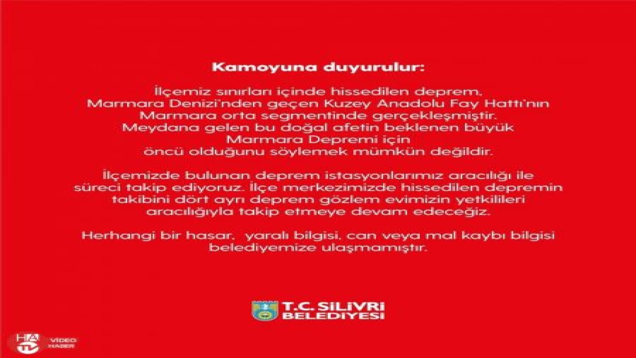 Silivri Belediyesinden deprem açıklaması
