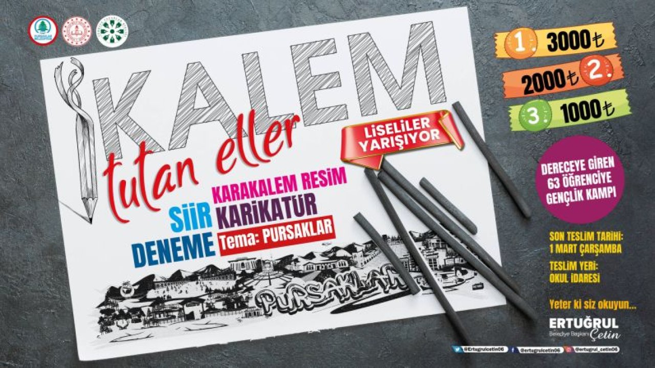 Ankara Haber; Pursaklar'da Liseler Arası Karikatür Şiir Deneme ve Karakalem Resim Yarışması