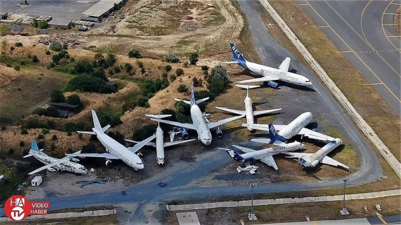 Uçak mezarlığı havadan görüntülendi