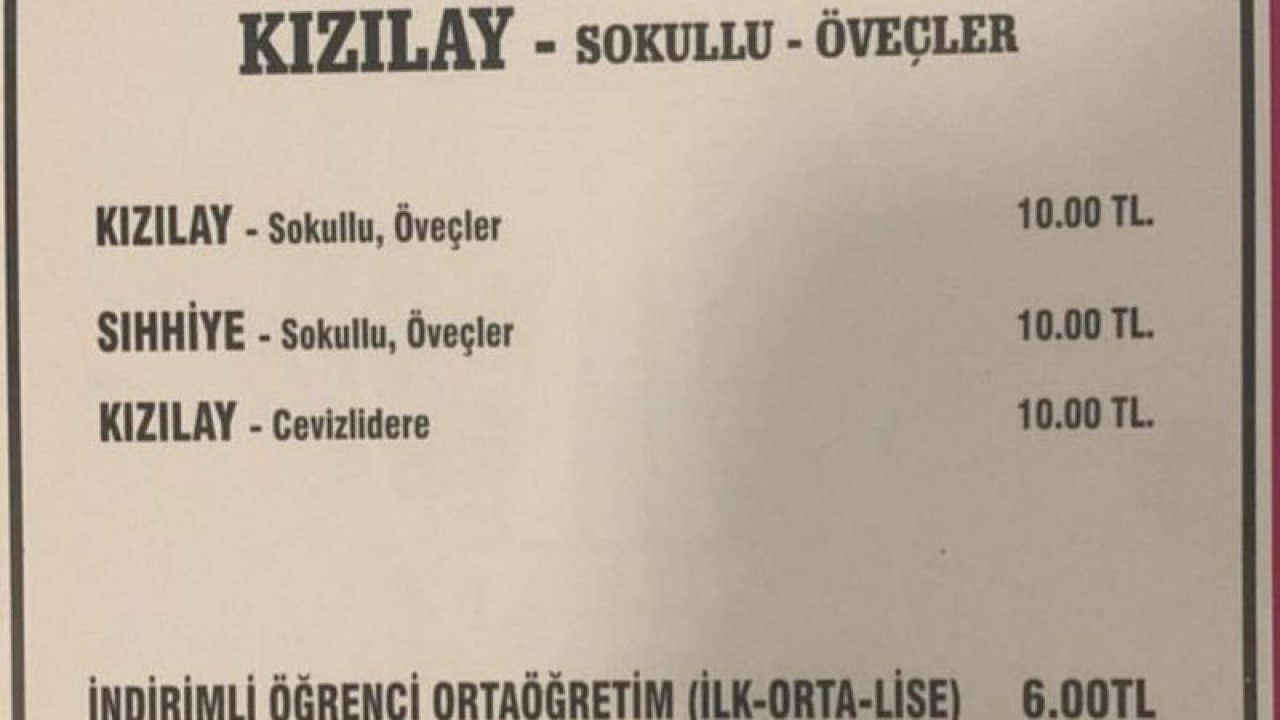 Ankara'da yeni dolmuş güncel fiyatları açıklandı! Sincan, Etimesgut, Mamak ve Keçiören 2023 Dolmuş Ücreti Kaç Lira? Öğrenci Dolmuş Ücreti Kaç TL?