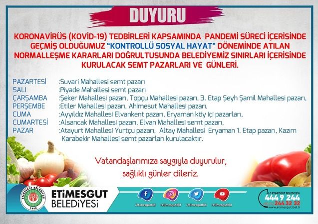 Etimesgut semt pazarları hangi günler kuruluyor! İşte semt pazarları ve günleri