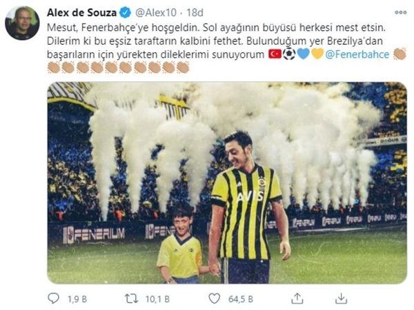 Alex de Souza'dan Mesut Özil'e "hoş geldin" mesajı