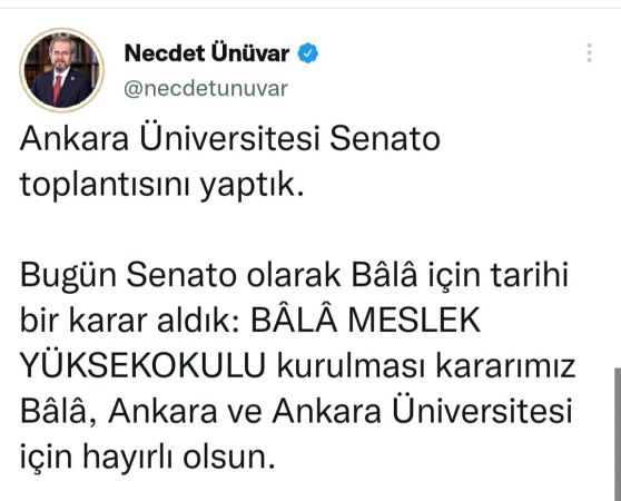 Ankara'da Bala İlçesine Üniversite Açılıyor! Prof Dr. Necdet Ünüvar Müjdeyi Verdi...